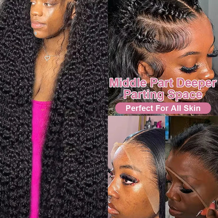 40 46 Inch 13x6 HD Deep Curly Wave Lace Frontal Wigs Brazilian 13x4 360 Water Wave Full Lace Front Human Hair Wig For Women 250%