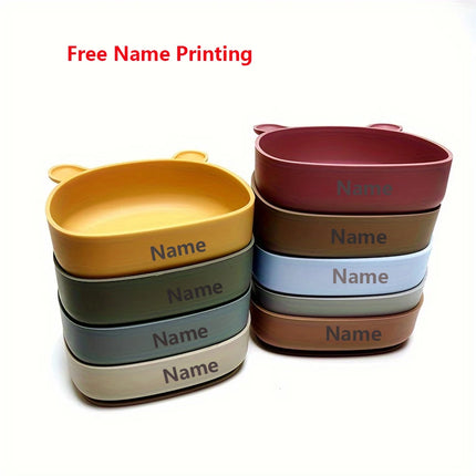 Kids' Meal Bowl Personalized Name Printing Fade-Resistant Silicone Suction Cup Feeding Bowl Gift for Boys and Girls