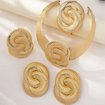 Trendy Exaggeration Bohemian Ocean Wind Party Geometric Sea Snail Symbol Necklace Earrings Bracelet Ring Set Jewelry Accessories