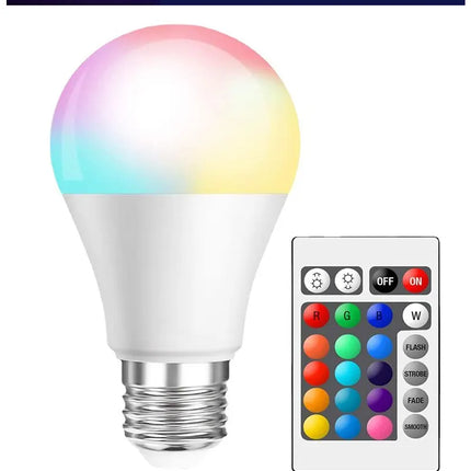 16 Colors RGB Bulb LED Multicolor Bulb E27 220V Household Lighting Dimmable 24 Key Remote Control Smart Lamp Atmosphere Light