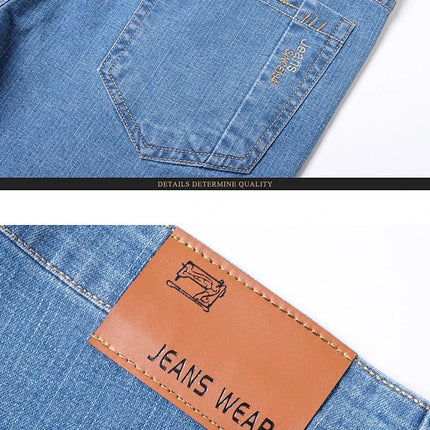 Summer Thin Men's Elastic Cotton Jeans Fashion Blue Comfortable Business Straight Casual Pants Brand Male Clothes Trousers