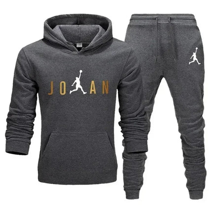 Men's fashionable casual sportswear, outdoor fitness jogging set, autumn and winter pullover hoodie + sweatpants two-piece set