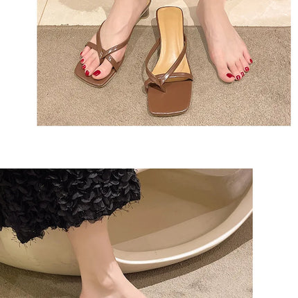 Flip-flops, Women Wear 2024 New Summer Half - Toe Sandals, Fashion Casual Mid-heel Chunky Sandals, Women's Shoes
