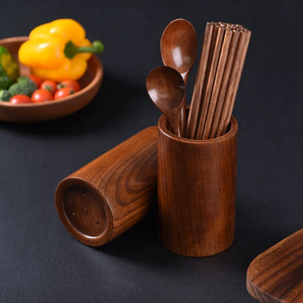 Kitchen Utensil Holder Wooden Chopsticks Storage Holders Kitchen Supplies Drainage Chopstick Cage