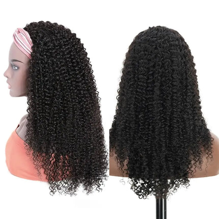 Kinky Curly Headband Wigs Human Hair For Black Women 180% Density Peruvian 10-24 Inch Human Hair Wigs Full Machine Made Wigs