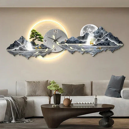 Large Illuminated Wall Clock Silent Nordic European Luxury Art Wall Clock Design Modern Orologi Da Parete Home Decoration