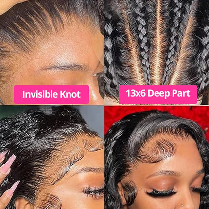 High Density 250% 40 46Inch Deep Wave 13x6 HD Lace Front Human Hair Wig Loose Water Wave Curly 13x4 Lace Frontal Wig Human Hair