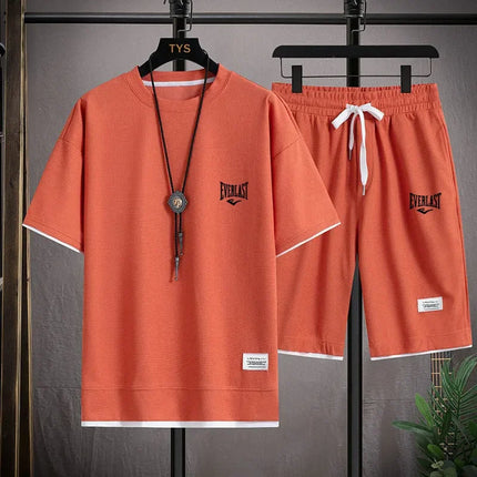 2025 New Fashionable High Quality Waffle 2-piece Men's Shorts Summer Sportswear Men's Fashion Clothing Loose Breathable Daily