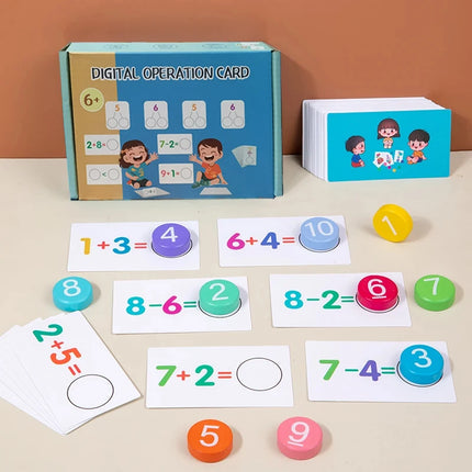 Math Toys Digital Card Montessori Wooden Addition Subtraction Teaching Aids Subtraction Operation Learning Logical Thinking