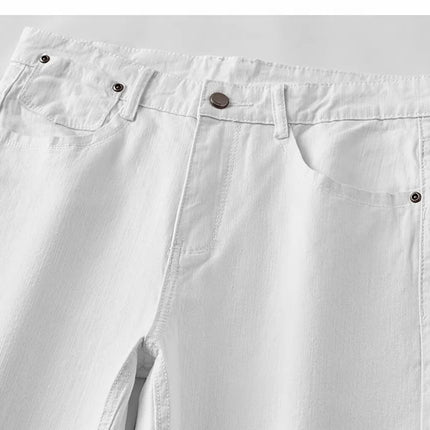 Men White Jeans Elasticity Straight Slim Fit Casual Soft Business Classic Brand Trousers Fashion Advanced Stretch Denim Pants