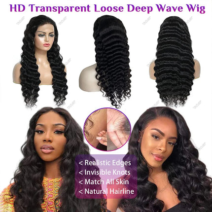 Loose Deep Wave Frontal Wig 13x6 HD Lace Frontal Human Hair Wigs For Women Brazilian 13x4 Lace Front Human Hair Wig Pre Plucked