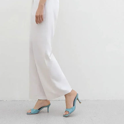 Summer Women Shoes 2024 Fashion Square Toe Women's Slippers Sexy Thin High Heel Outdoor Slides Simple Versatile Prom High Heels