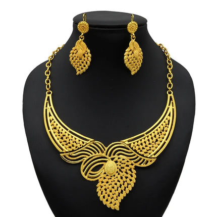ANIID Indian 24K Gold Color Necklace Set Nigerian Party Bridal Wedding Ethiopian Luxury Dubai Jewelry Wholesale 2024 New Gifts