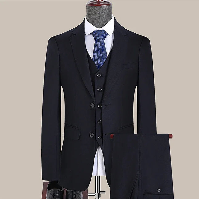 S-7XL Suit New (Blazer+ Vest + Pants) Korean Version of Slim-fit Work Clothes Fashion Business Men Casual Wedding Gentleman Suit