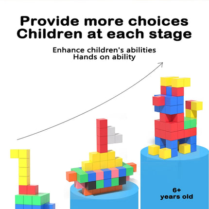 Magnetic cube tile children's toys, magnetic modeling building toys for toddlers, preschool learning, sensory STEM toys, creativ