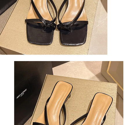 Flip-flops, Women Wear 2024 New Summer Half - Toe Sandals, Fashion Casual Mid-heel Chunky Sandals, Women's Shoes