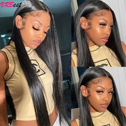 13x4 HD Transparent Straight Lace Frontal Wigs 12A Bob Wig Pre Plucked Glueless Full Lace Front Human Hair Wigs For Black Women