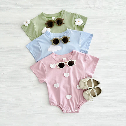 New Baby Boys Clothes Newborn Infant Baby Boy Girl Romper 3D Clouds, Hearts, Flowers Patchwork Jumpsuit Summer Baby Clothes