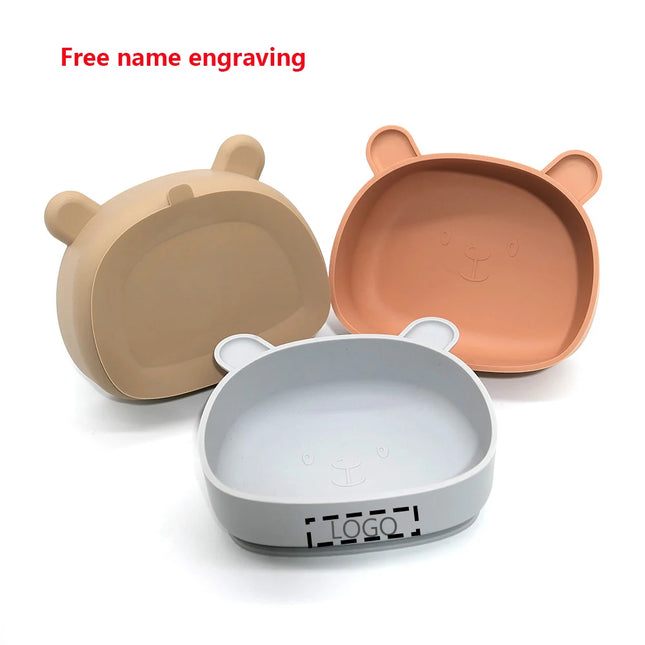 Kids' Meal Bowl Personalized Name Printing Fade-Resistant Silicone Suction Cup Feeding Bowl Gift for Boys and Girls
