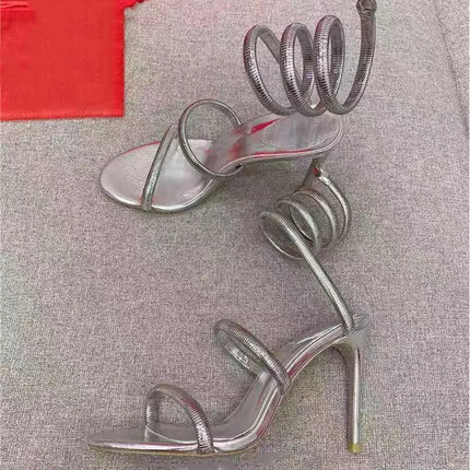 Star style Sexy Narrow band Coiled-strap Women Sandals Fashion Summer Stiletto High heels Gladiator Sandals Party Prom Shoes