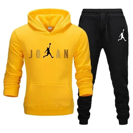 Men's fashionable casual sportswear, outdoor fitness jogging set, autumn and winter pullover hoodie + sweatpants two-piece set