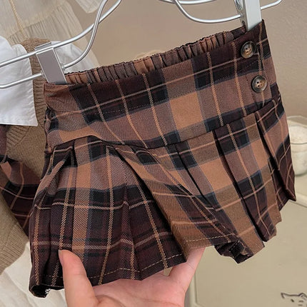 Childrens Clothing Set 2025 Autumn New Item Childrens Shirt Knitted Vest Short Skirt Three Piece Set Toddler Girl Clothes