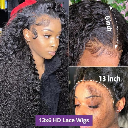 Transparent 13x4 13x6 HD Water Wave Lace Front Wigs Curly Human Hair Wigs Deep Wave Lace Frontal Wigs For Women Pre Plucked