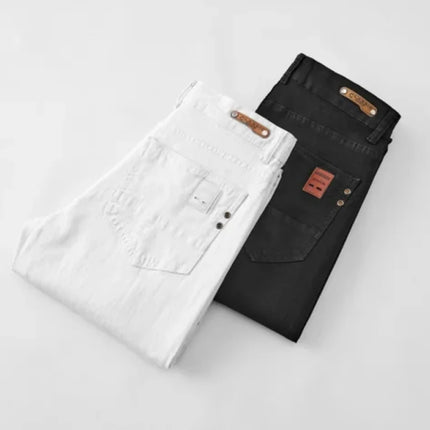 Men White Jeans Elasticity Straight Slim Fit Casual Soft Business Classic Brand Trousers Fashion Advanced Stretch Denim Pants