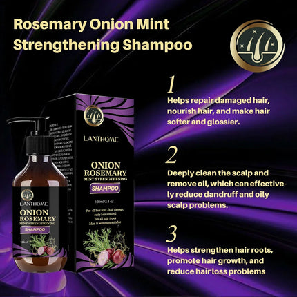Shampooing épaississant pour la croissance des cheveux Shampooing volumateur nettoyant en profondeur pour la croissance des cheveux Shampooing romarin-oignon Produit de soin épaississant pour les cheveux
