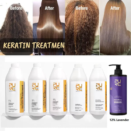 Traitement lissant à la kératine 0 %/5 %/8 %/12 % pour cheveux bouclés et crépus, soin lissant à la kératine brésilienne, produits de salon, 1 000 ml