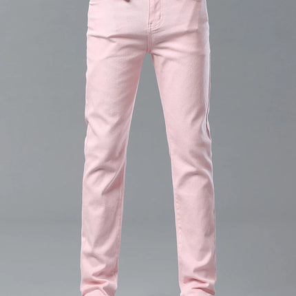 Four Season New Men's Yellow Jeans Fashion Business Casual Straight Denim Stretch Trousers All-match Men's Casual Pants Jeans