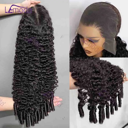 Lemoda 12A Burmese Curly Human Hair Wigs 210% Pixie Curls Spirals Wigs 13x4 HD Transparent Lace 13x6 Full Frontal Wigs For Women