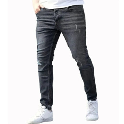 Kakan - European and American High-quality Men's Small Leg Elastic Hole Long Jeans, Street Tight New Jeans