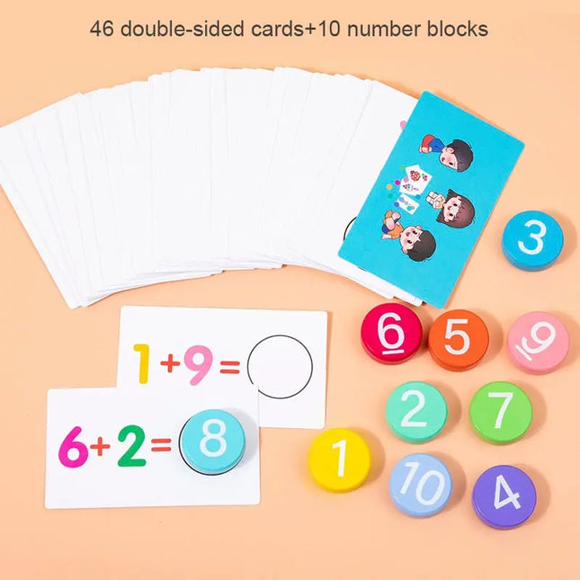 Math Toys Digital Card Montessori Wooden Addition Subtraction Teaching Aids Subtraction Operation Learning Logical Thinking