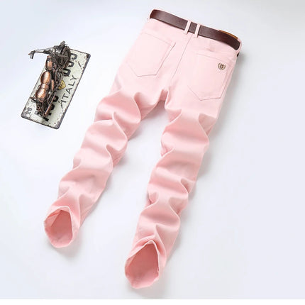 Four Season New Men's Yellow Jeans Fashion Business Casual Straight Denim Stretch Trousers All-match Men's Casual Pants Jeans