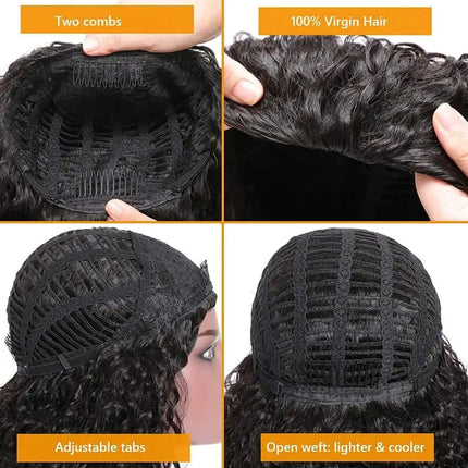 Kinky Curly Headband Wigs Human Hair For Black Women 180% Density Peruvian 10-24 Inch Human Hair Wigs Full Machine Made Wigs