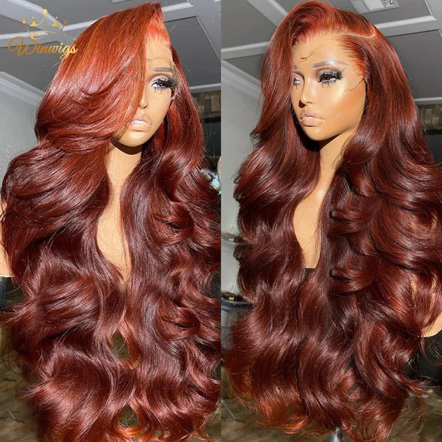 Reddish Brown Body Wave 13x4 Lace Front Human Hair Wigs Colored 13x6 Hd Lace Frontal Wigs 100% Brazilian Human Hair Pre Plucked