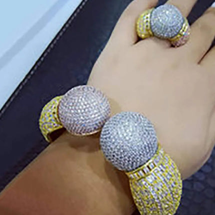 GODKI Famous Brand 3pcs Ball African Dubai Jewelry Sets For Women Wedding Party Zircon Wedding Lagos Bridal Jewelry Gift