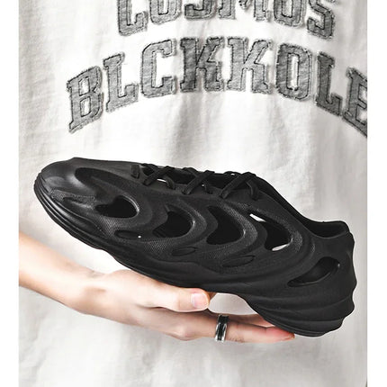 Summer Men's Classic Hollow Sandals Anti slip Beach Hole Shoes Lace up Sports Sandals Outdoor Lightweight Water Garden Shoes