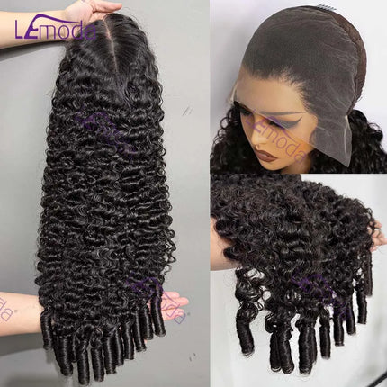 Lemoda 12A Burmese Curly Human Hair Wigs 210% Pixie Curls Spirals Wigs 13x4 HD Transparent Lace 13x6 Full Frontal Wigs For Women
