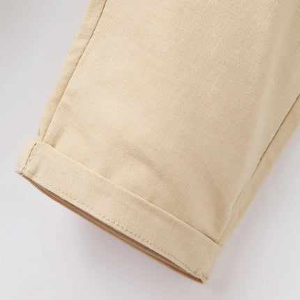 Gentleman Spring Autumn Outfit for Newborn Boy Cotton Baby First Formal Birthday Clothes Solid Pant with Strap Toddler Party Set