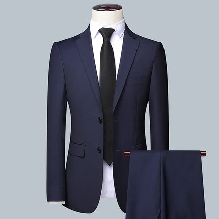 Men's Solid Color Business Suit 2025 High Quality Fashion Banquet Wedding Trend Groom Best Man Single 3/2/1