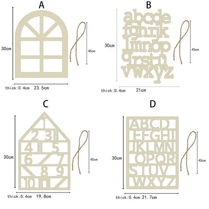 Wooden Hanger Pendant – Alphabet, Window & House Design Wall Decor for Kids’ Room