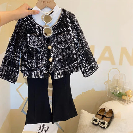 Children's Clothing Sets Woven Coat + Bell-bottom Pants 2pcs Toddler Girl Clothes Baby Girl Outfit Set Kids Boutique Clothes