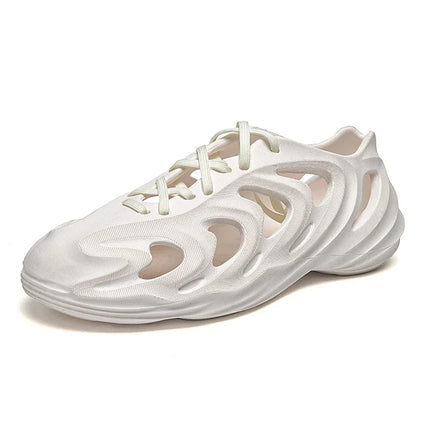 Summer Men's Classic Hollow Sandals Anti slip Beach Hole Shoes Lace up Sports Sandals Outdoor Lightweight Water Garden Shoes