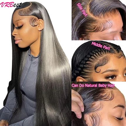 13x4 HD Transparent Straight Lace Frontal Wigs 12A Bob Wig Pre Plucked Glueless Full Lace Front Human Hair Wigs For Black Women
