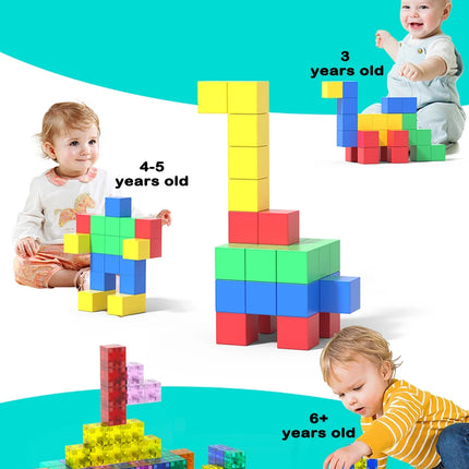 Magnetic cube tile children's toys, magnetic modeling building toys for toddlers, preschool learning, sensory STEM toys, creativ