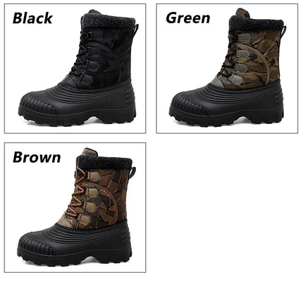 Winter Mid-calf Duck Boots for Men Warm Outdoor Snow Boots Waterproof Hunting Boots Working Boots Mens Camouflage Outdoor Shoes