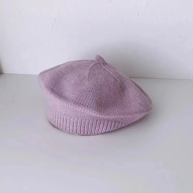 Fashion Baby Knitted Beret Hat Solid Color Children's Warm Hats Autumn Winter Painter Cap For Girls Kids Bonnet Accessories