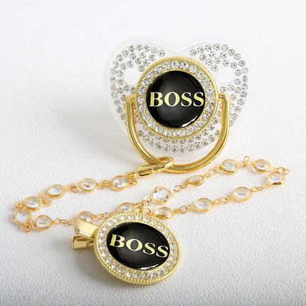 Bling Weaning Pacifier Luxury Baby Pacifier With Chain Clip Newborn Baby Dummy Soother Nipple With Gem